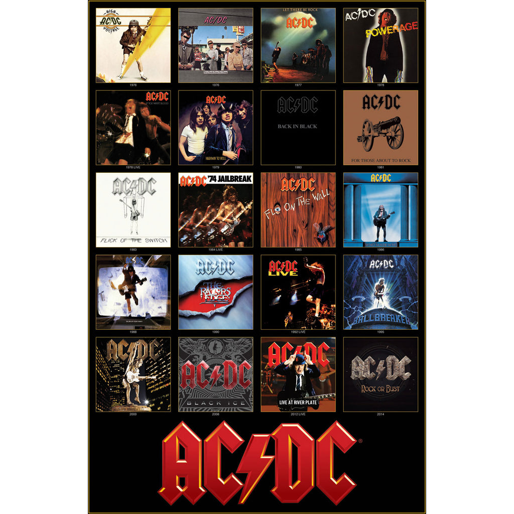 AC/DC Discography Domestic Poster 251841 | Rockabilia Merch Store