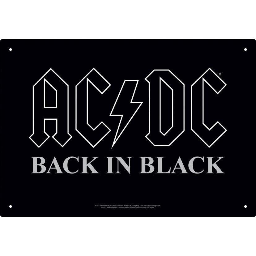 Back In Black Tin Concert Sign