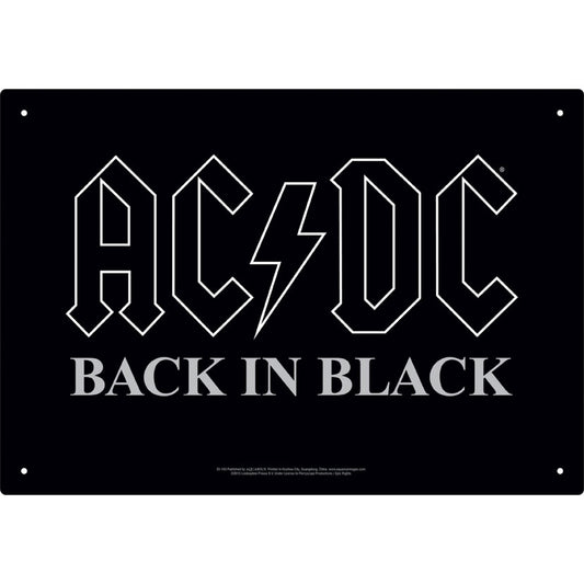 Back In Black Tin Concert Sign