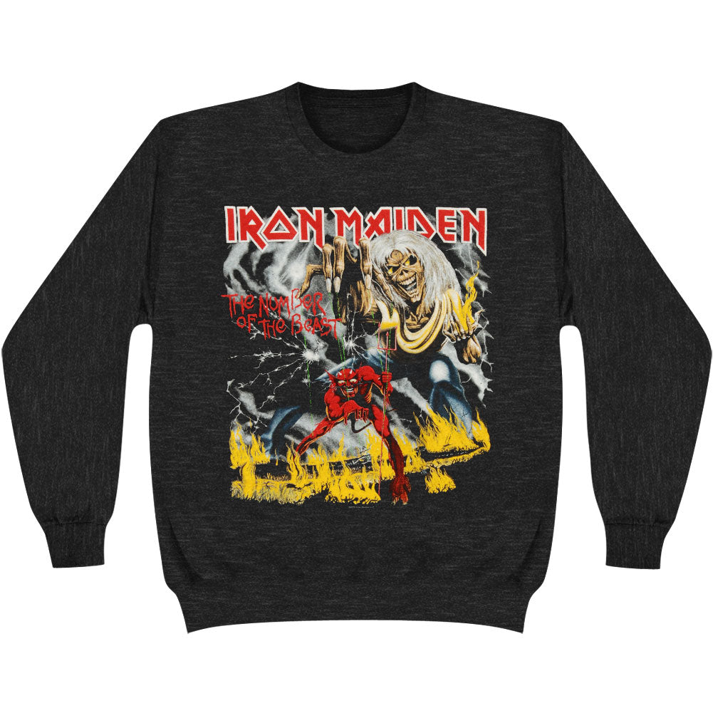 Iron Maiden Number Of The Beast With Puff Print Finishing Sweatshirt
