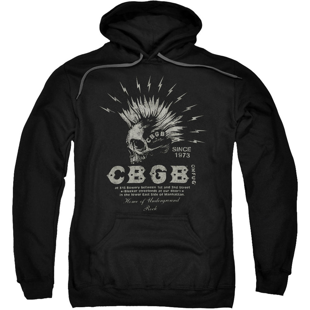 CBGB Electric Skull Adult 25% Poly Hooded Sweatshirt