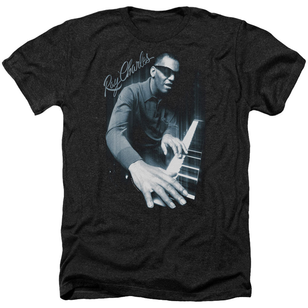 Ray Charles Ray Charles Blues Piano Adult Heather 40% Poly T-shirt