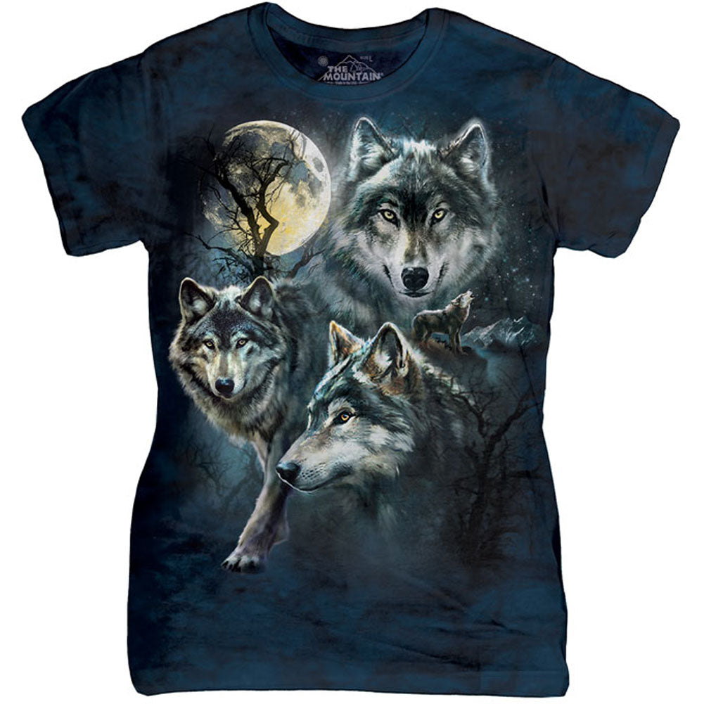 The Mountain Moon Wolves Collage Babydoll