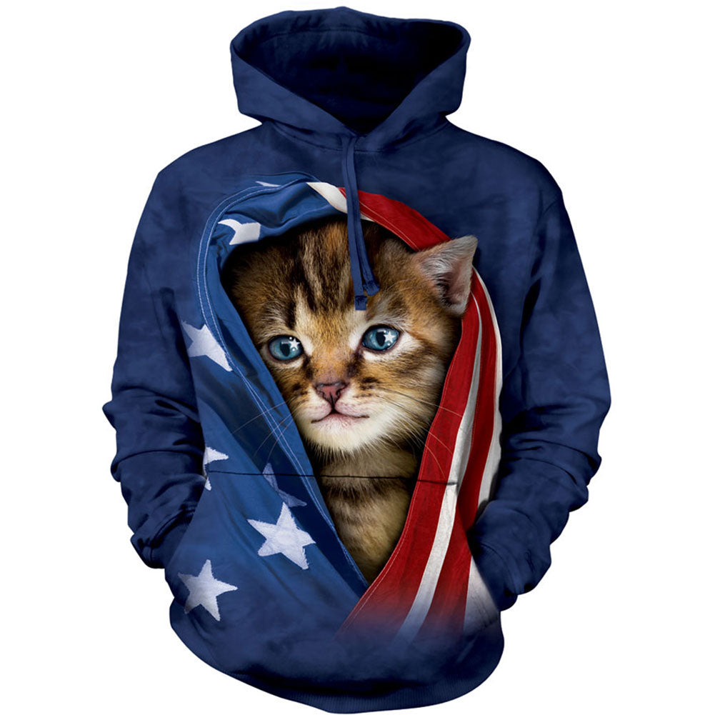 The Mountain Patriotic Kitten Hooded Sweatshirt