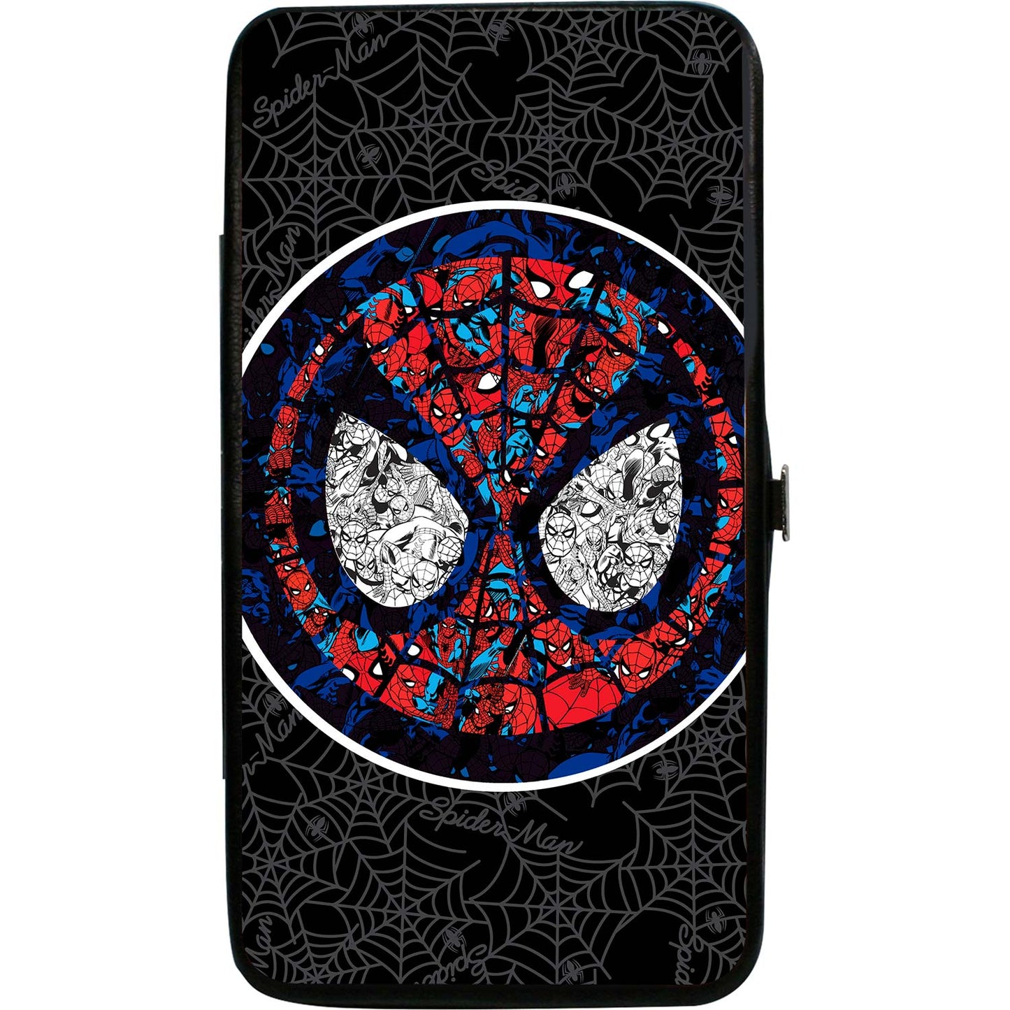 Stained Glass Spider-Man Face/Signature Spider Webs Black/Gray/Blues/Reds Girls Wallet