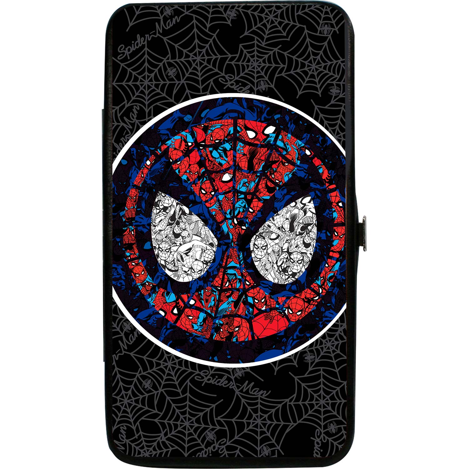 Stained Glass Spider-Man Face/Signature Spider Webs Black/Gray/Blues/Reds Girls Wallet