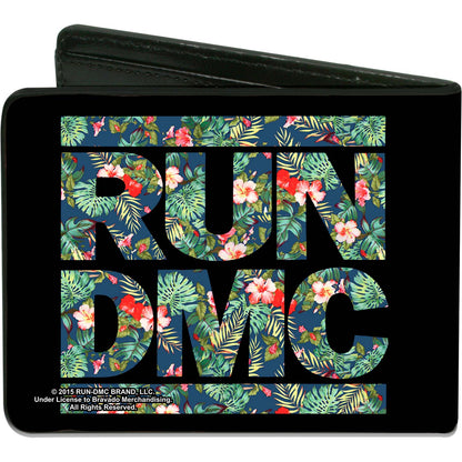 Run Dmc Logo Black/Navy/Tropical Flora Bi-Fold Wallet