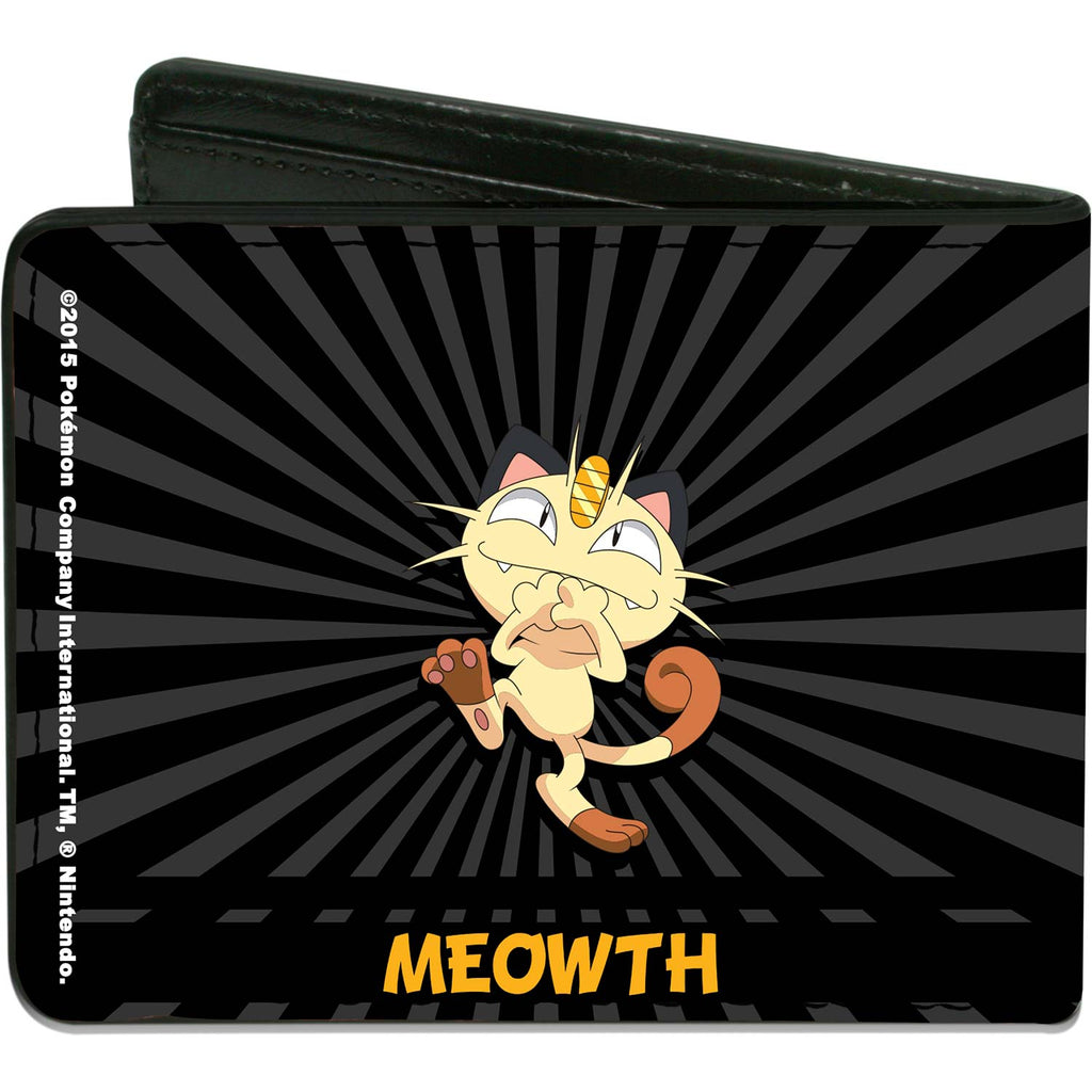 Pokemon Meowth Happy  Laughing Poses Meowth/Rays Black/Gray/Yellow Bi-Fold