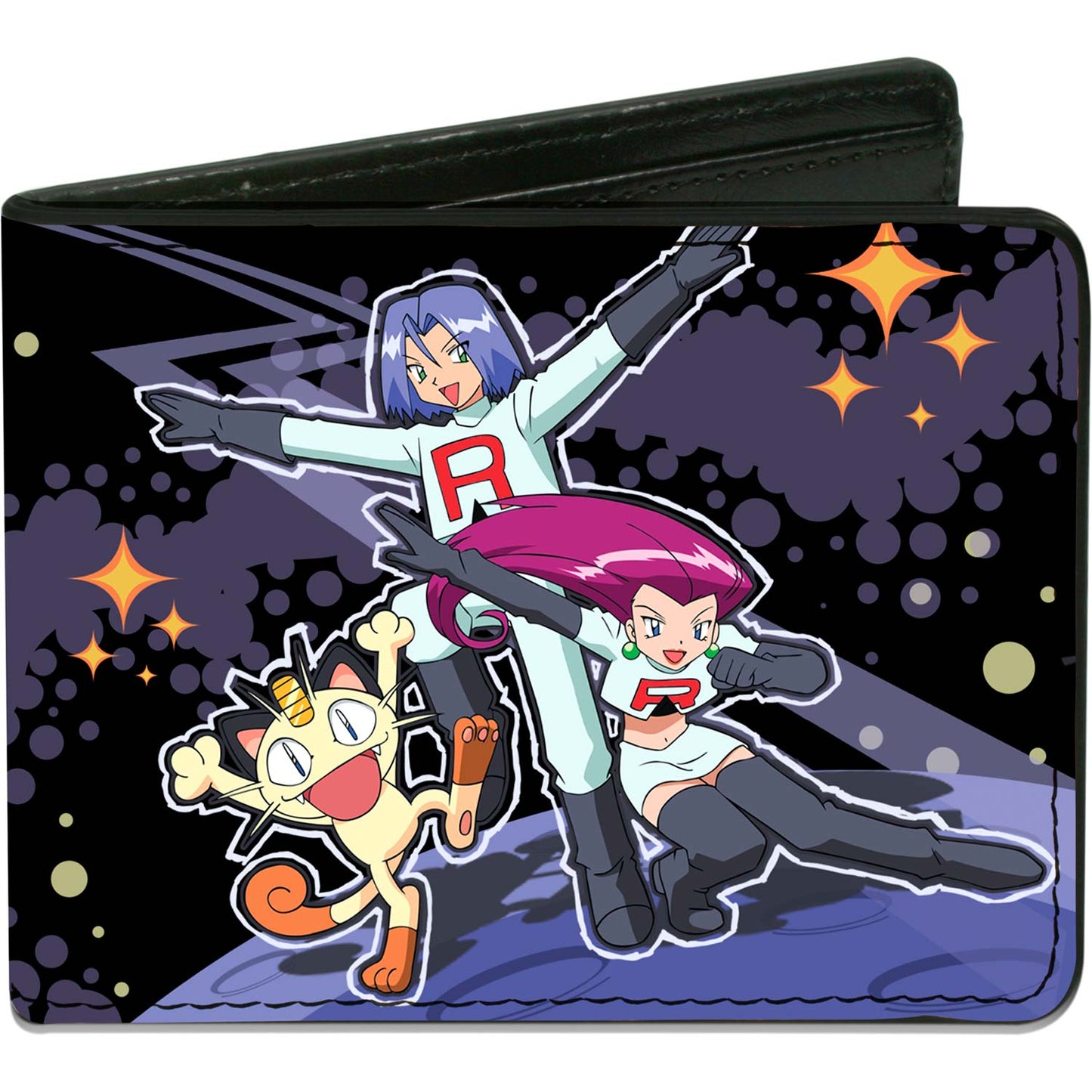 Team Rocket James/Jessie/Meowth Group Pose Black/Purples Bi-Fold