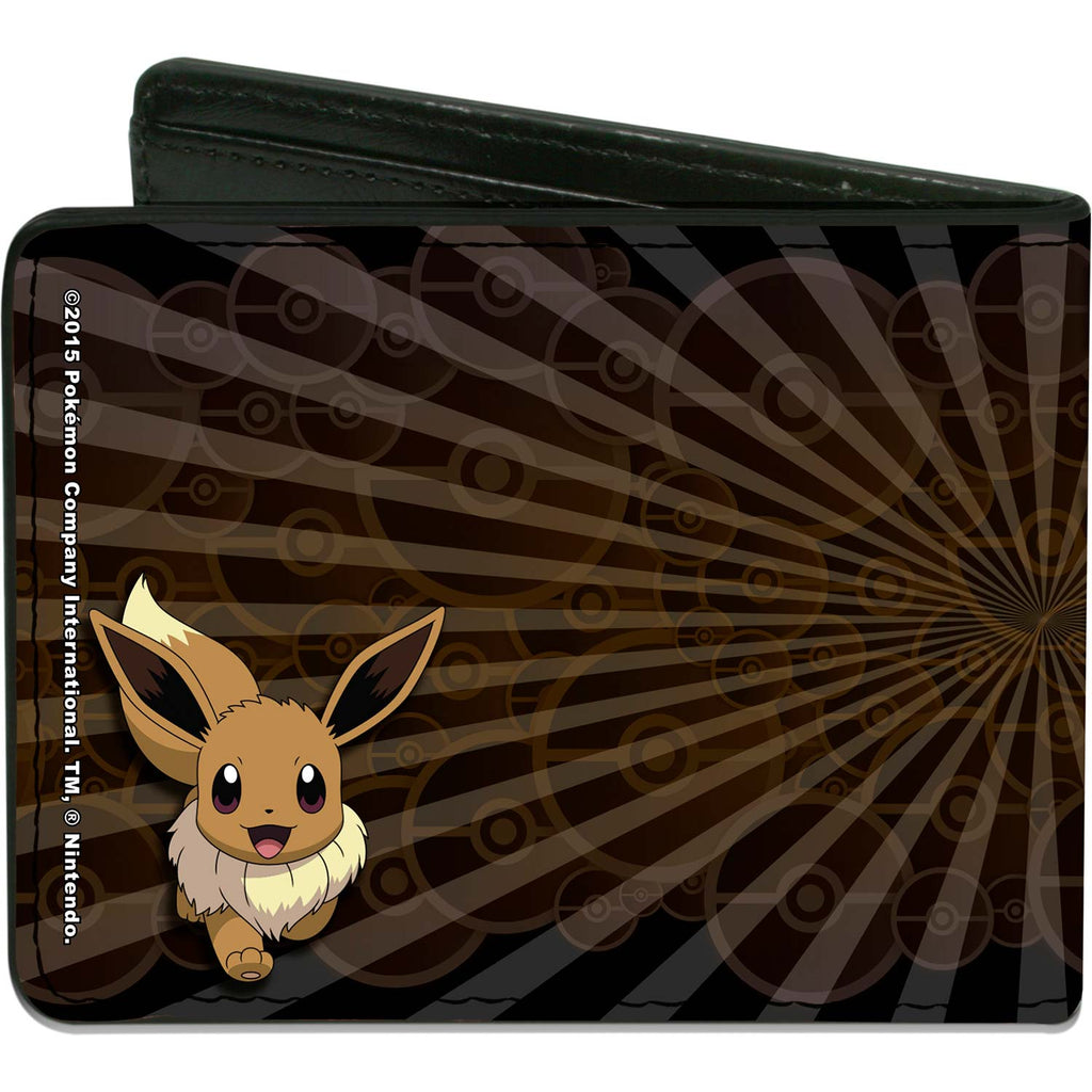 Pokemon Eevee Jumping  Running Poses/Rays/Pok� Balls Browns Bi-Fold