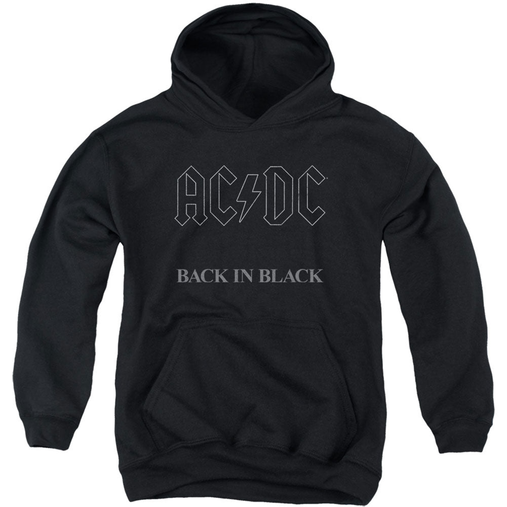 Back In Black Youth 50% Poly Hooded Sweatshirt