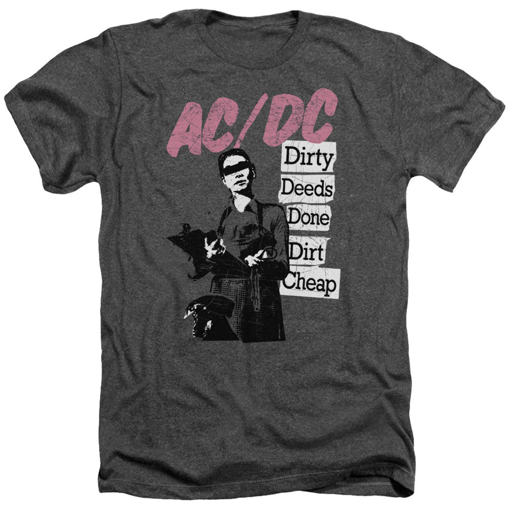 AC/DC Dirty Deeds Adult Heather 40% Poly T-shirt