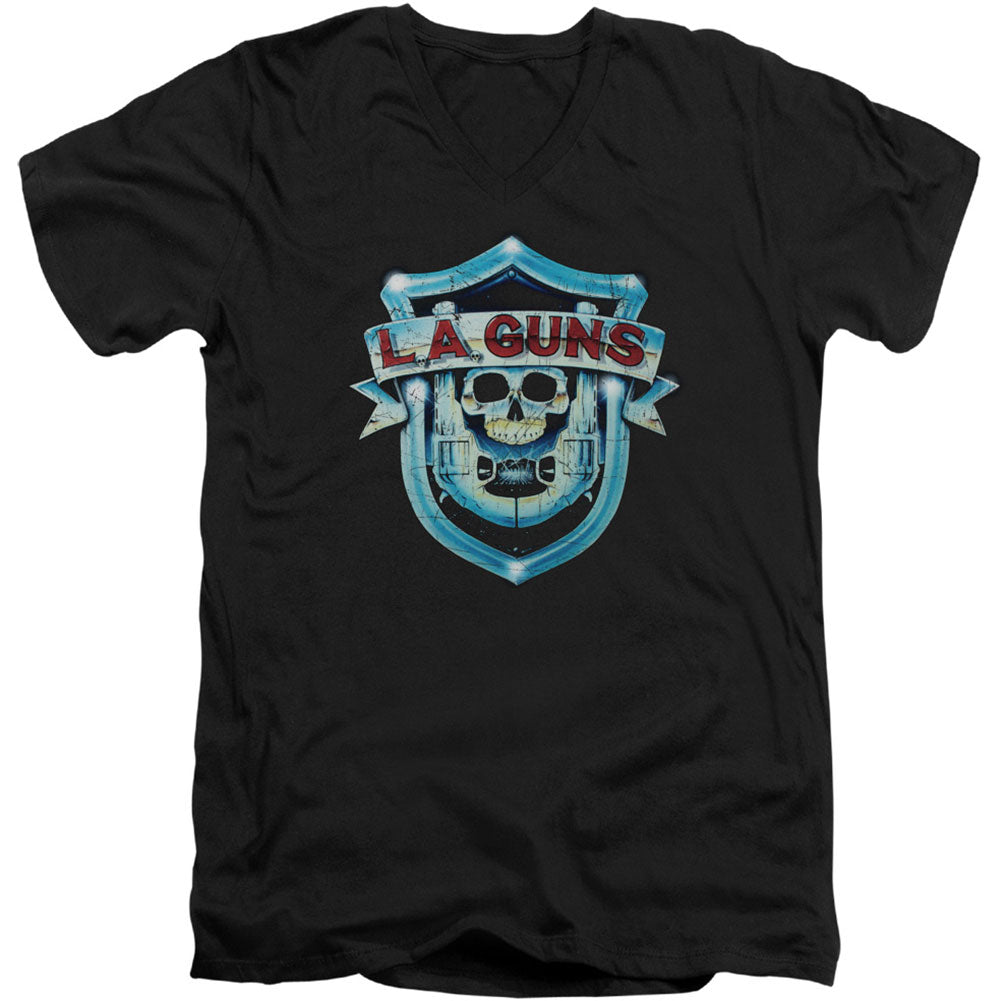 La Guns Shield Adult V Neck Slim Fit T-shirt