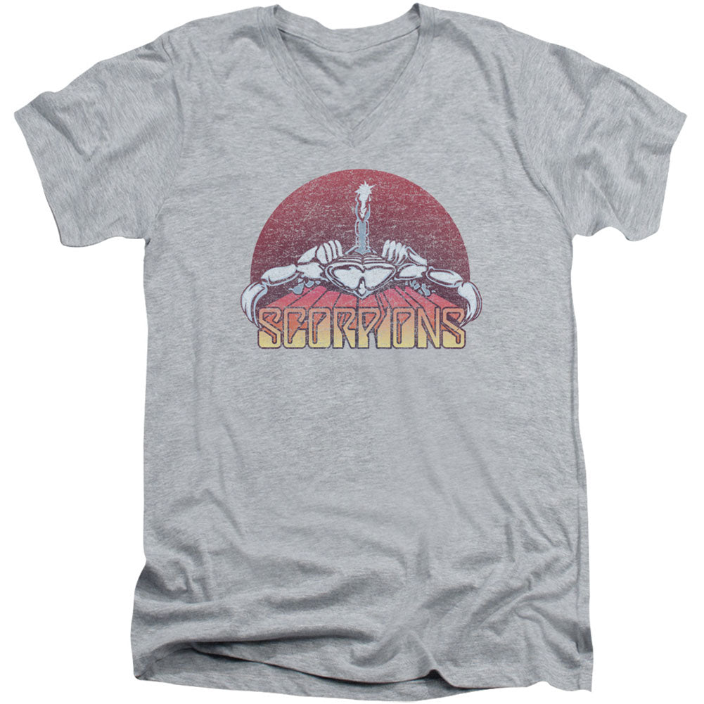 Scorpions Scorpions Color Logo Distressed Adult V Neck Slim Fit T-shirt