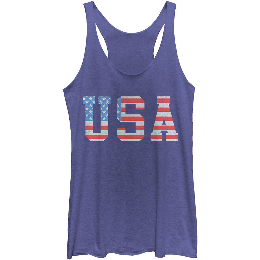 USA Flag - Heather - Racerback Womens Tank