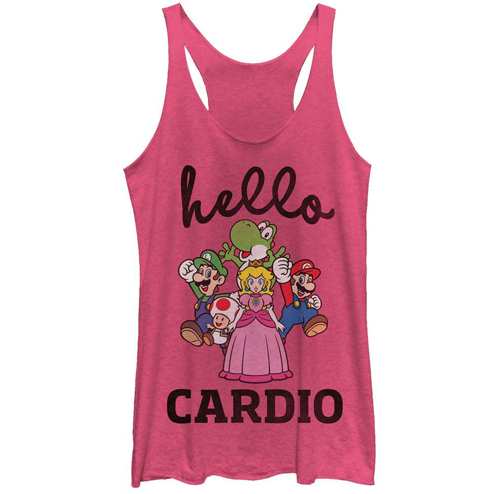 Hello Cardio - Heather - Racerback Womens Tank