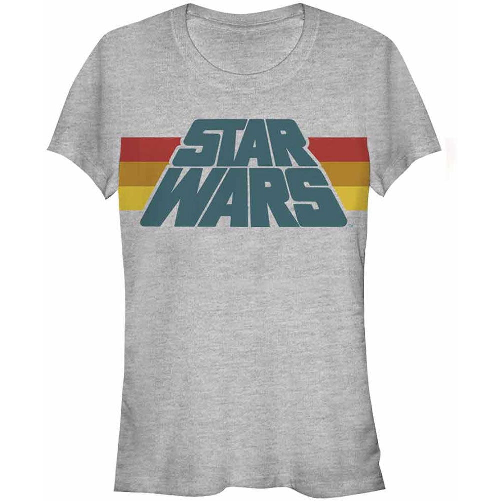 Star Wars Slant Logo Stripe - Heather Junior Top
