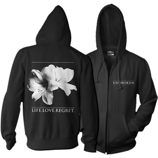 Unbroken Life Love Regret Zippered Hooded Sweatshirt