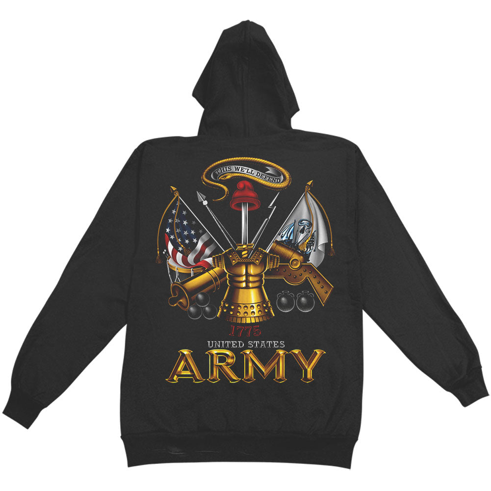 Novelty Army Antique Armor Hooded Sweatshirt
