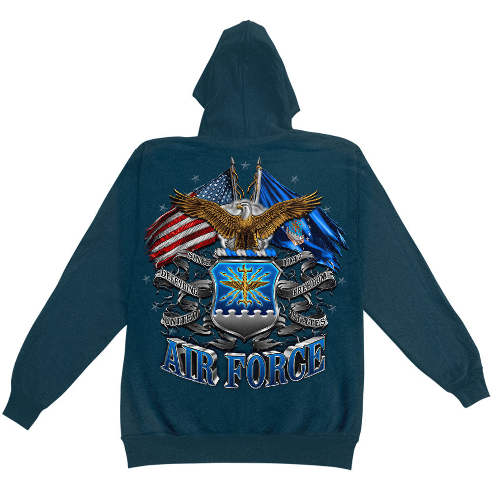 Novelty Double Flag Air Force Eagle Hooded Sweatshirt