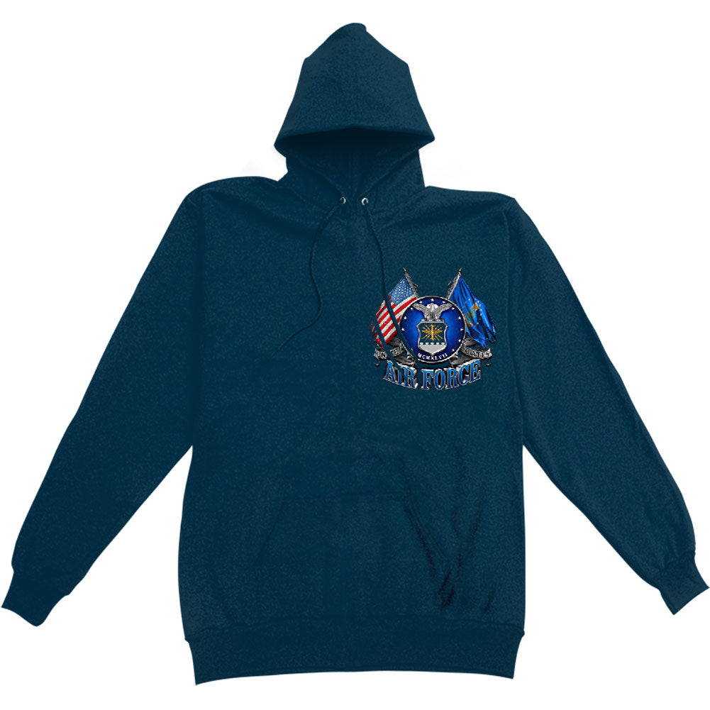 Novelty Double Flag Air Force Eagle Hooded Sweatshirt