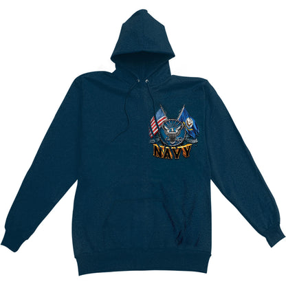 Novelty Double Flag Eagle Navy Shield Hooded Sweatshirt