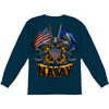 Double Flag Eagle Navy Shield Long Sleeve