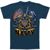 Double Flag Eagle Navy Shield T-shirt