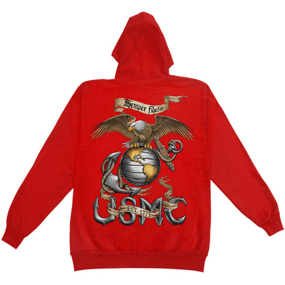 Novelty Eagle USMC Red Hooded Sweatshirt