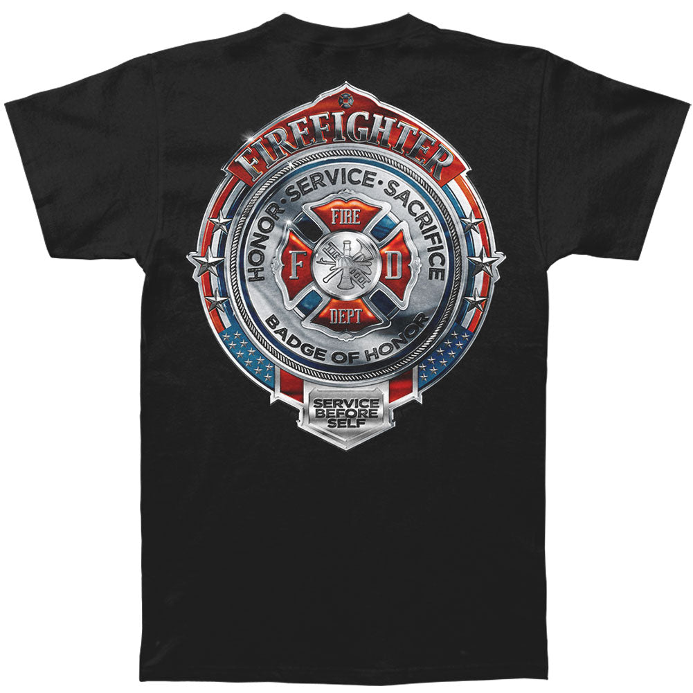 Novelty Fire Honor Service Sacrifice Chrome Badge T-shirt