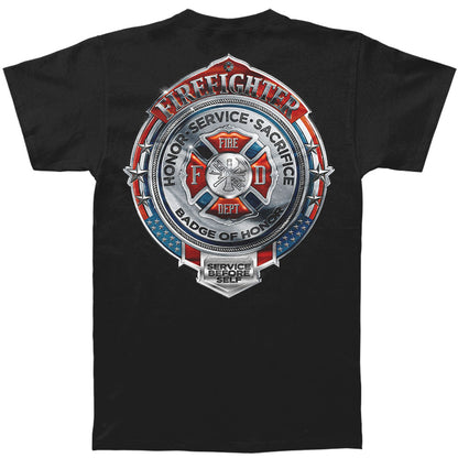 Novelty Fire Honor Service Sacrifice Chrome Badge T-shirt