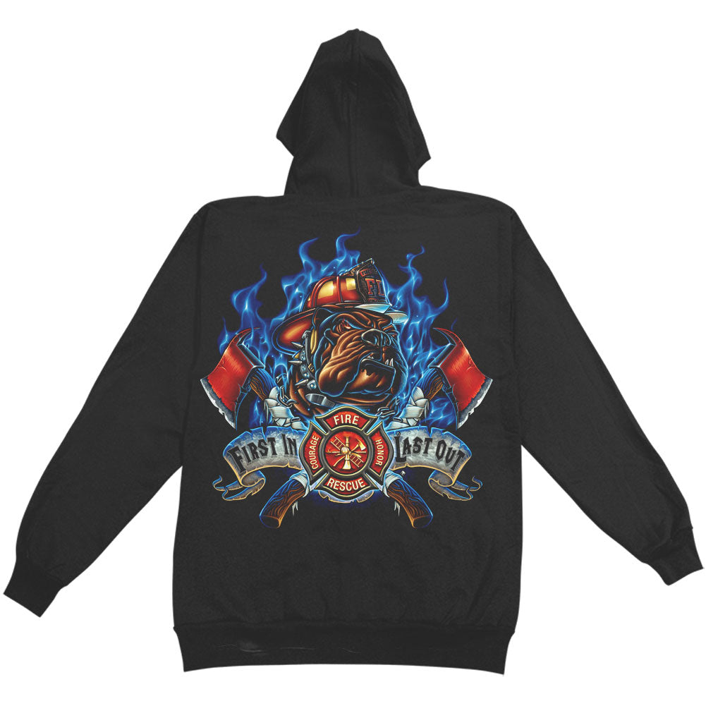 First In Last Out Firefighter Hooded Sweatshirt