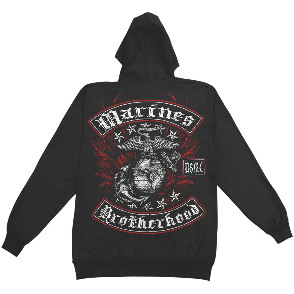 Novelty Marine Biker With Rockers Foil Stamp Hooded Sweatshirt