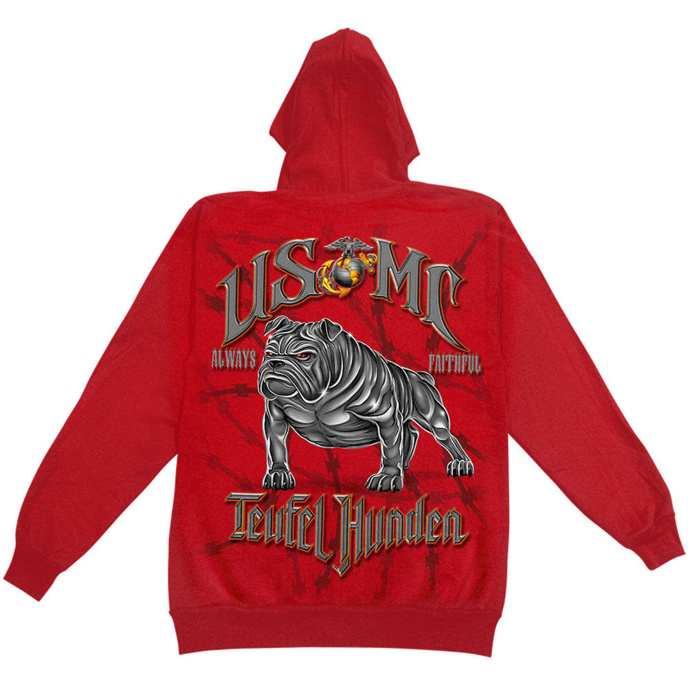 Novelty USMC Teufel Hunden Hooded Sweatshirt