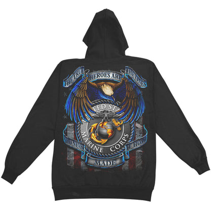 Novelty USMC True Hero Marines Hooded Sweatshirt