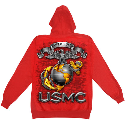 Novelty USMC-Semper Fidelis Hooded Sweatshirt