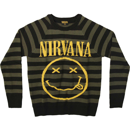 Nirvana Striped Smiley Sweater Sweatshirt