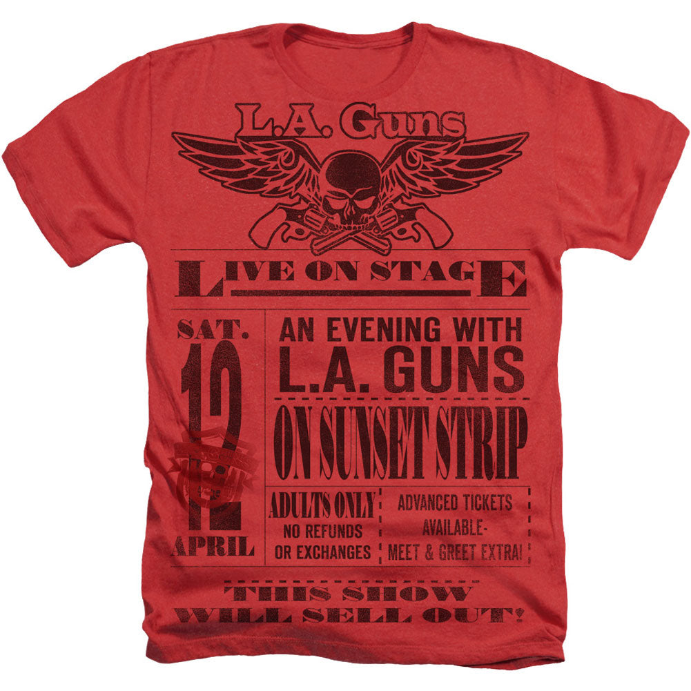 La Guns Live On Stage Adult Heather 40% Poly T-shirt