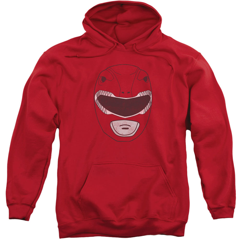 Red Ranger Mask Adult 25% Poly Hooded Sweatshirt