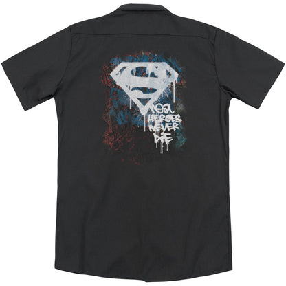 Superman Real Heroes Never Die (Back Print) Workshirt