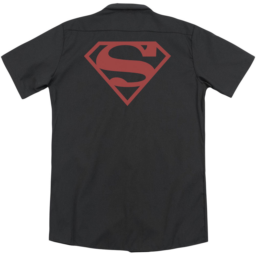 Superman Red On Black Shield(Back Print) Workshirt