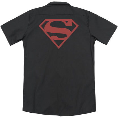 Superman Red On Black Shield(Back Print) Workshirt