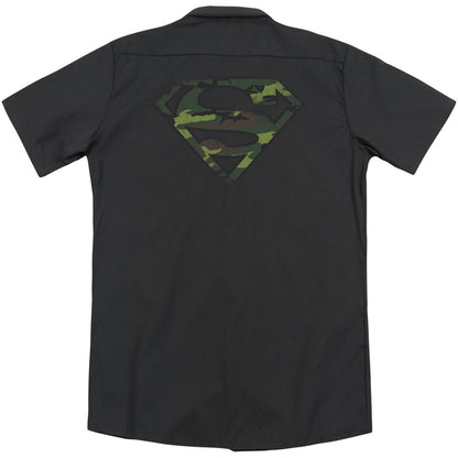 Superman Distressed Camo Shield (Back Print) Workshirt