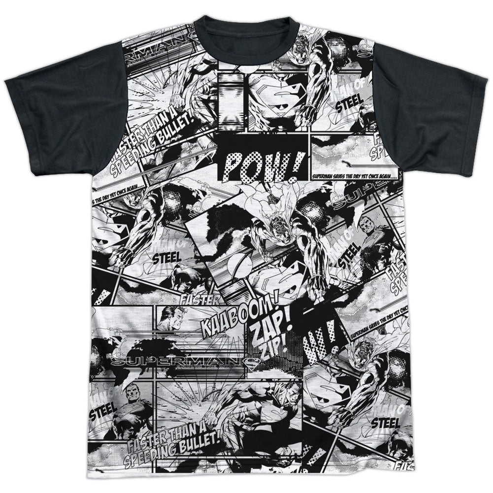 Comic Strips Black Back 100% Poly Sublimation T-shirt