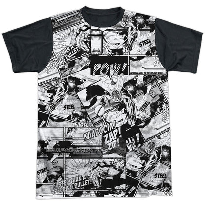 Comic Strips Black Back 100% Poly Sublimation T-shirt