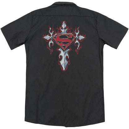Superman Gothic Steel Logo (Back Print) Workshirt
