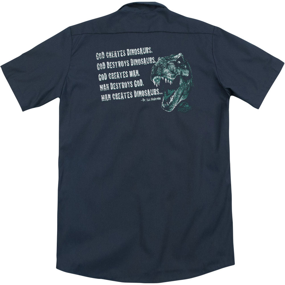 Jurassic Park God Creates Dinosaurs (Back Print) Workshirt