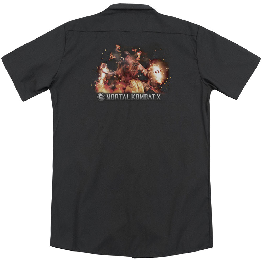 Mortal Kombat X Scorpio Flames (Back Print) Workshirt