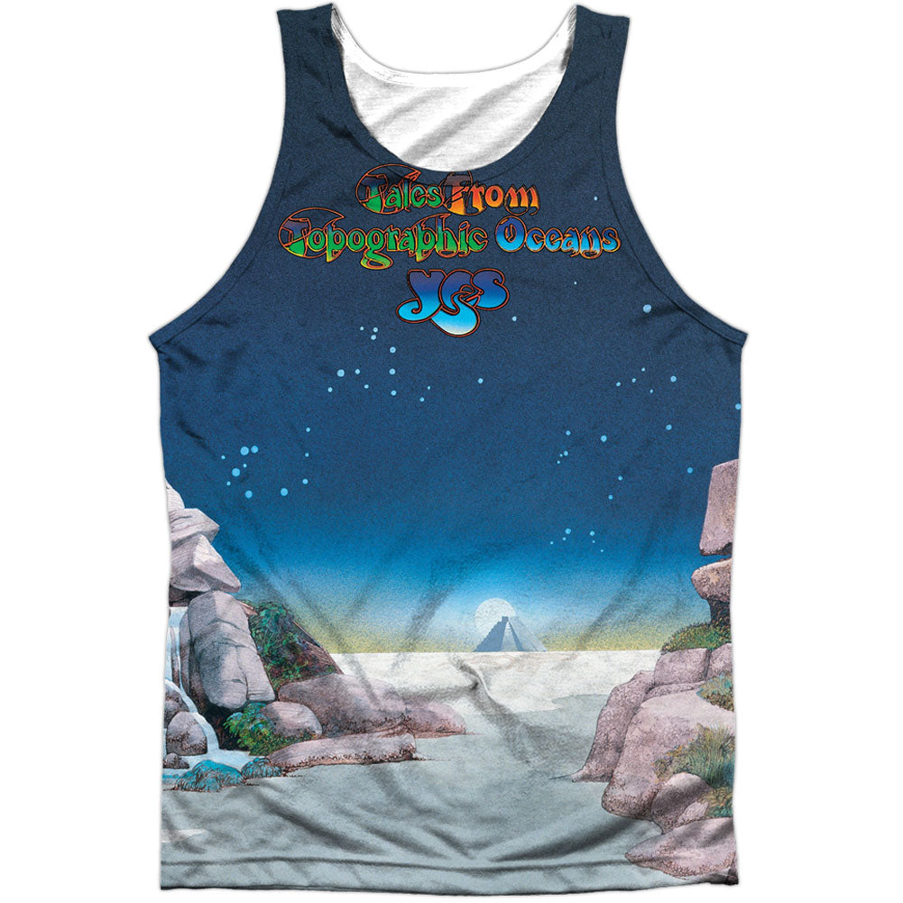 Topographic Oceans 100% Poly Front/Back Print Mens Tank