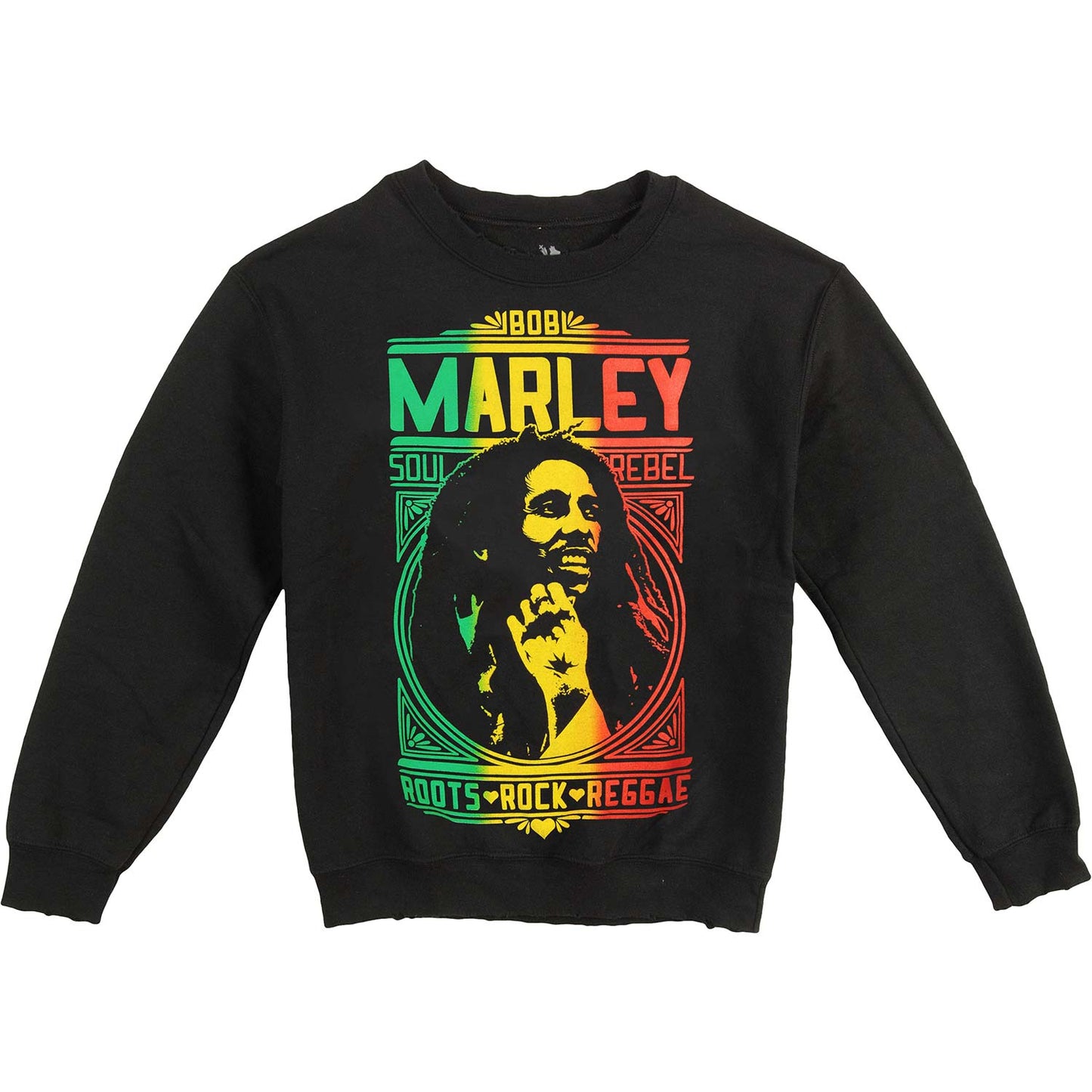 Bob Marley Unisex Soul Rebel RRR Distressed Crew Fleece Sweatshirt